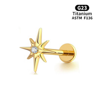 Piercing corporel en Titane F136 avec Zircon, design griffe de chat en branche, style minimaliste basique, à filetage interne, pour lèvre et oreille