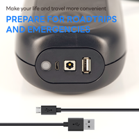 Compresseur d'air Richtek DC7.4V+DC12V 180W, lampe de secours numérique à LED portable, moniteur de pression des pneus, 2500mAh, gonflage