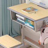 Ensemble bureau et chaise d'étude pour enfants avec crochet latéral et rangement sous le bureau, hauteur réglable pour enfants