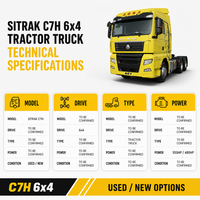 Camion tracteur lourd d'occasion Sinotruk SITRAK C7H 6x4 Euro 3 pour la logistique d'exportation SITRAK CH7 6*4 /4*2