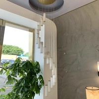 Lámpara Colgante Moderna Minimalista de Alabastro con LED en Espiral para Edificios Dúplex, Lámpara de Techo de Diseño para Escaleras de Hotel