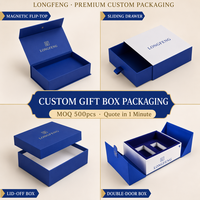Kotak Kemasan Warna Premium Kustom dengan Laminasi Matt, Tutup Laci Magnetik Flip Top, Alas Kotak dengan Pintu Ganda, Sisipan Busa, Kotak Hadiah