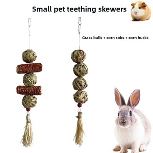 Pelota Masticable de Hierba Natural y Núcleo de Maíz <span class=keywords><strong>para</strong></span> Mascotas Pequeñas, Juguete Colgante <span class=keywords><strong>para</strong></span> Limpiar los Dientes de <span class=keywords><strong>Roedores</strong></span> - Product Image 1