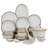 Ensemble de vaisselle en céramique de porcelaine osseuse de style européen moderne comprenant des plats et des assiettes en porcelaine pour la maison et les fêtes pour offrir des cadeaux