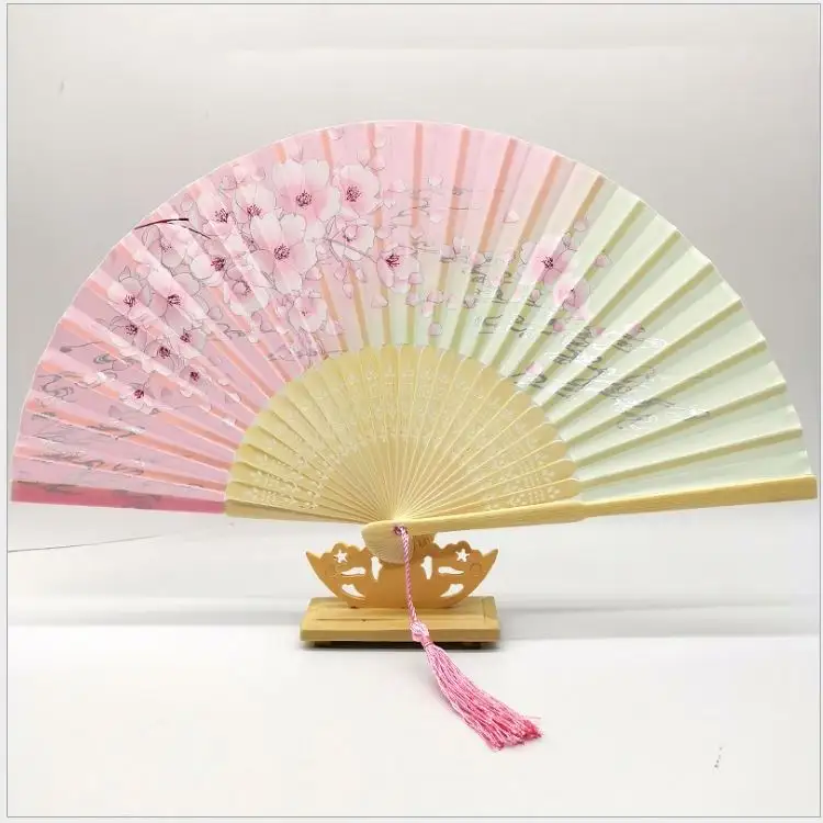 custom kpop printed logo personalized bamboo paper folding hand fans
