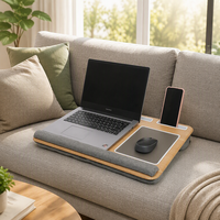 Bureau portable pliable en bambou avec tapis de souris et support pour téléphone, idéal pour le télétravail, couleur et logo personnalisables