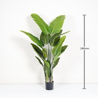 Palmera de Viajero Artificial de 1.2m-1.8m en Maceta, Plástico con Tacto Real para Decoración Exterior y del Hogar, Plantas Artificiales, Árboles Artificiales