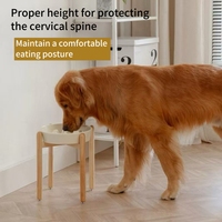 Gamelle en céramique Color Glaze Flocon de Neige à alimentation lente avec support en bois croisé, 4 tailles disponibles, anti-étouffement, gamelle surélevée pour animaux de compagnie