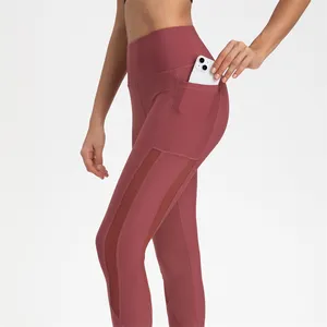 Leggings de retales de malla de cintura alta para mujer, pantalones de Yoga con Control de barriga para adelgazar, entrenamiento, correr