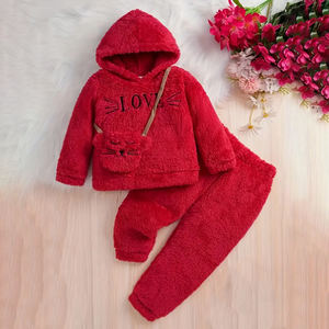 Nouvelle mode, survêtement deux pièces de haute qualité pour enfants, ensemble de survêtement pour bébé fille, respirant, couleurs personnalisées, en laine peignée - Product Image 1