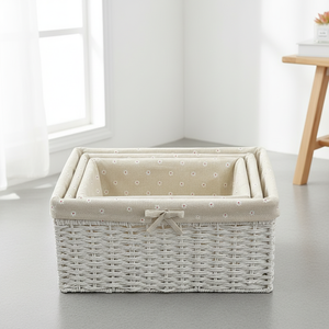 3 Adet El Dokuması Doğal Su Sümbülü İstiflenebilir Asılı Saklama Sepetleri Ev Oturma Odası ve Banyo İçin - Product Image 3