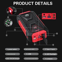 Nouveau Démarreur de Batterie Portable 12V Multifonctionnel pour Véhicules 6000mAh avec Clip Intelligent et Éclairage – Alimentation d'Urgence pour Voitures