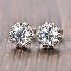 1 Fine Copper 14K Gold Plated Anti Tarnish Rabbit Arrow Bezel <b>Set</b> Round Cut 2CT VVS GRA Moissanite Jewelry Fashion <b>Stud</b> <b>Earrings</b> - Product Image 3
