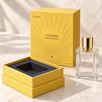 Boîte à parfum rigide avec couvercle, en papier texturé spécial, logo personnalisé A3321-Y19, 10x10x14cm, insert en mousse surélevé, dorure brillante