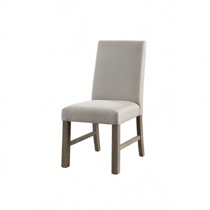 Sedia da Pranzo Rustica Grigia Imbottita con Struttura in Legno Massello e Seduta in Tessuto, Design Moderno per Arredamento Sala da Pranzo - Product Image 1