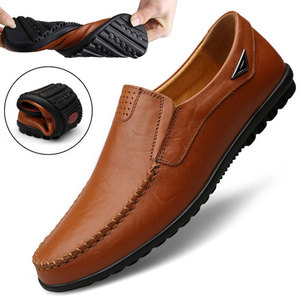 Mocassini Casual da Uomo in Vera Pelle Traspiranti Slip-On per Guida Neri Taglie Forti 37-47 Estate/Inverno/Primavera - Product Image 1