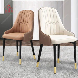 थोक सुरुचिपूर्ण डिजाइन डबल रंग चमड़े की कुर्सी इनडोर रेस्तरां की कुर्सियां धातु पैर के साथ पु चमड़े की कुर्सी - Product Image 1