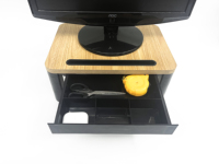 Meja Komputer Desain Modern dengan Bahan ABS+MDF yang Tahan Lama, Tinggi Dapat Disesuaikan 7-14.5cm, Dilengkapi Penyimpanan dan Dudukan Monitor yang Dapat Diperpanjang