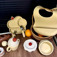 Sans BPA 6 pièces crème glacée anti-déversement bambin bol Silicone bébé alimentation vaisselle enfants ensemble de salle à manger Silicone bébé plaque d'aspiration