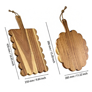 Juego de Tablas de Charcuterí<span class=keywords><strong>a</strong></span> de Acacia de 2 Piezas con Asas Ergonómicas y Bordes Festoneados - Product Image 2