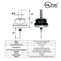 Sonde tactile 3D haute précision pour détection de bordures 5-24VDC |   Sonde CNC à tige de 6 mm pour centrage et mesure automatisés