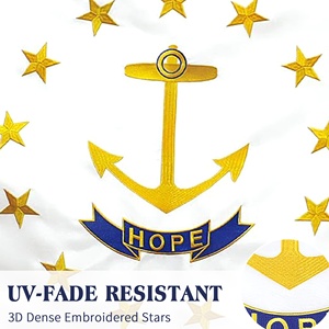 Bandera del estado de Rhode Island, EE. UU., de alta resistencia, 3x5 pies, bordada y cosida, con cabecera de lona de nailon 210D de alta resistencia y ojales de latón macizo - Product Image 2
