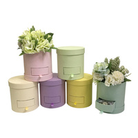 Embalaje circular de San Valentín, cajas florales de Color puro, pequeño cajón de cartón redondo de papel, caja de regalo de flores, Chocolate rosa
