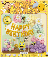 Ensembles de ballons d'abeille couleur Latex Kit d'arche de guirlande jaune or noir fournitures de décorations de fête d'anniversaire joyeux