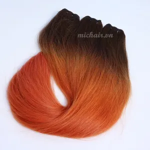批发OMBRE橙色黑色根超双直厚全束角质层排列越南人类头发延长