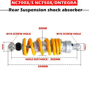 Muelles Amortiguadores Traseros para Motocicleta HONDA NC700X NC700S 2012-2017 <span class=keywords><strong>NC750X</strong></span> NC750D NC750 NTEGRA <span class=keywords><strong>CB500X</strong></span> CB500F 340MM 750 Lb - Product Image 2