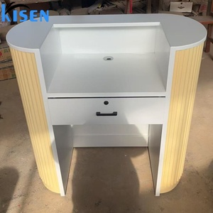 Modern Luxury Hotel Small Size <b>100CM</b> 120CM 150CM 160CM Reception <b>Desk</b> Checkout Counter Solid Wood Table for Beauty Salon - Product Image 2