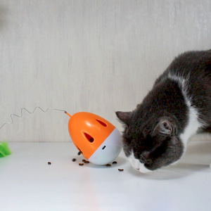 <b>Cat</b> <b>Toy</b> Ball Orange Color Feather Teaser Boredom Buster <b>Interactive</b> Pet Plaything - Product Image 3