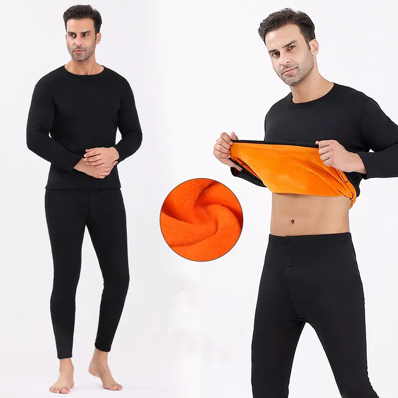 Men Plush Warm Velvet Skin Friendly 2 Piece Set Plus Size Double Layer Thickened Insulation Pajamas Sleepwear High Quality Solid