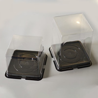 Boîte à gâteau mousse noire de style Musan Mountain, anti-buée, anti-gel, emballage alimentaire transparent en PET carré de 5 pouces