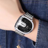 Jam Tangan Pria SKMEI 2298 Fashion Casual Emas LED Digital Sport Desain Unik Stainless Steel Tahan Air 30M
