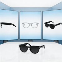Lunettes Caméra HD 1080P Wi-Fi 8MP avec Recharge Magnétique, Stabilisation d'Image, Musique, Appels, Traduction IA et Commande Vocale Tactile