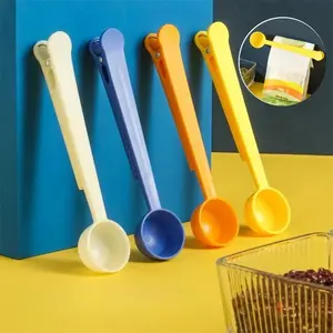 Cuchara de café 2 en 1 con pinza, cuchara de café de plástico con clip de sellado, cuchara medidora multifunción creativa para cocina, 1 ud. - Product Image 1
