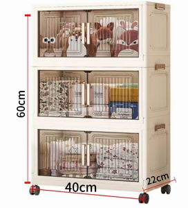 خزانة ملابس منزلية فاخرة قابلة للطي بباب مزدوج متكاملة قابلة للطي خزانة ملابس بلاستيكية قابلة للطي - Product Image 6