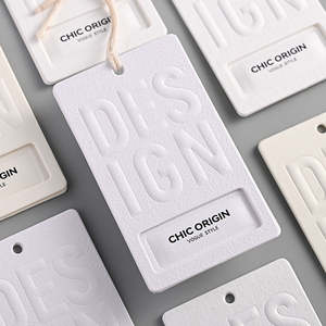 Etichette Personalizzate in <span class=keywords><strong>Carta</strong></span> per Abbigliamento con Logo Stampato, Cartellini in <span class=keywords><strong>Carta</strong></span> Goffrata Beige - Product Image 3
