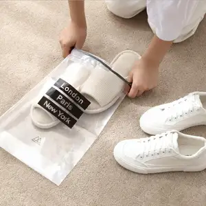 Bolsa de plástico Biodegradable con logotipo personalizado para zapatos, bolsa con cordón para las compras, con estampado de polvo, muestra disponible
