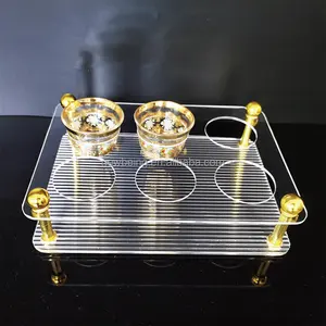 Table pliante en acrylique, feuille d'or et d'argent transparente, bord de petite table à manger, estampage or et argent