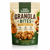 Sachet Mylar personnalisé imprimé pour granola, format ZA, 3,5g, pochette verticale pour emballage de snacks à l'avoine, au miel et aux noix