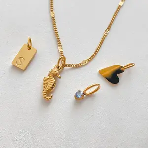 Collana EManco con Cavalluccio Marino e Lettere d'Amore, Gioielli in Acciaio Inossidabile Color Oro, Ciondolo Fai-da-Te per Donne, Regalo per Amiche, Dropshipping - Product Image 6