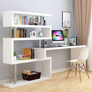 <span class=keywords><strong>Escritorio</strong></span> moderno de esquina <span class=keywords><strong>extensible</strong></span> para ordenador montado en la <span class=keywords><strong>pared</strong></span> con estantería, solución de oficina en casa para espacios pequeños y apartamentos - Product Image 1