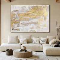 Peinture à l'huile abstraite 100% peinte à la main sur toile, art mural avec texture feuille d'or, taille et design personnalisables pour salon, cadeau