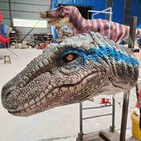 Tête de Raptor Animatronique Murale – Modèle Statuaire en Métal et Acier pour Parcs d'Aventures Intérieurs