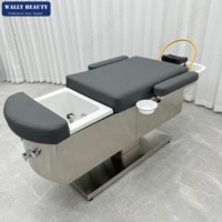 Table de massage multifonction Wallybeauty, lit de shampoing, chaise de pédicure, lit de massage électrique spa 3 en 1