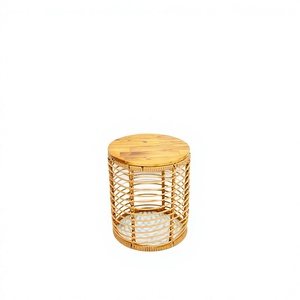 Table basse tendance en corde écologique avec plateau en bois et structure en fer, faite à la main, style tropical minimaliste moderne pour salon - Product Image 1