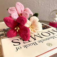 Buket Bunga Rajut Tangan dari Benang Susu Lavender Ramah Lingkungan Sekali Pakai untuk Hari Valentine, Wisuda, Pernikahan, DIY