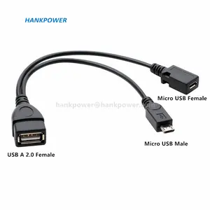 Micro cabo usb para usb fêmea, cabo adaptador otg com fonte de alimentação, micro usb otg para android phone tablet